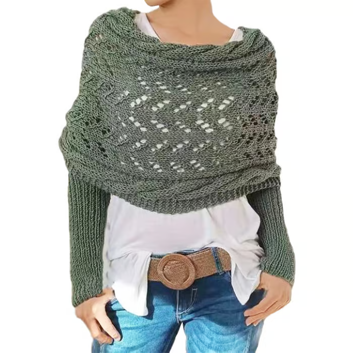Hand-knitted Scarf with Sleeves ~ Layer up in seconds, lounge all day.