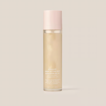 Sunglaze Setting Mist ~ Weightless SPF 50 & makeup lock in one spray.