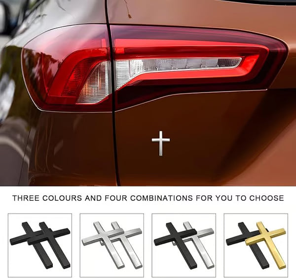 Metal Jesus Cross Emblem ~ Holy Armor for Your Ride.