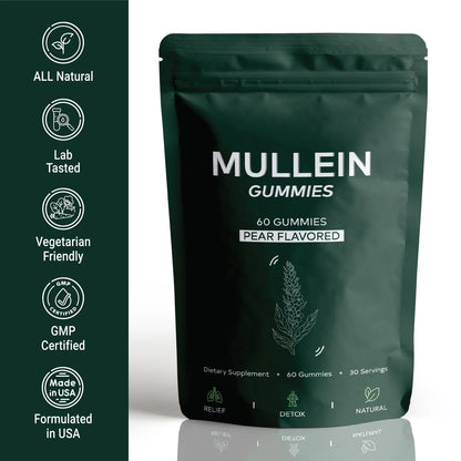 Mullein Lung Detox Gummies ~ Clear Mucus & Boost Respiratory Health.