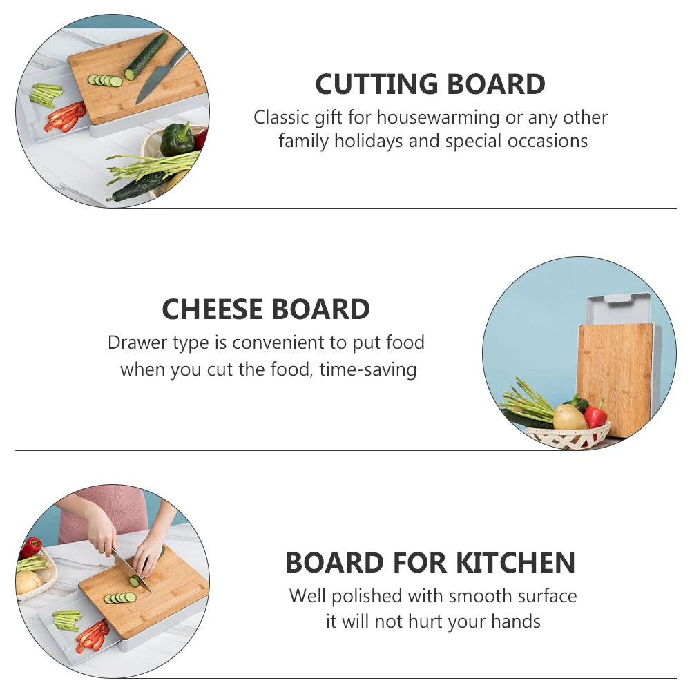 Wood Cutting Board with Pull-Out Tray ~ Mess-Free Meal Prep Made Easy-